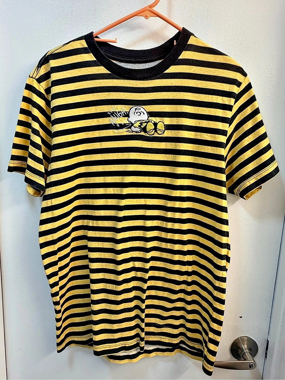 Peanuts Snoopy Striped Short Sleeve Tee in Yellow & Black